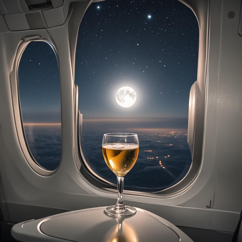 Champagne Moon: A Cinematic Airplane Reflection