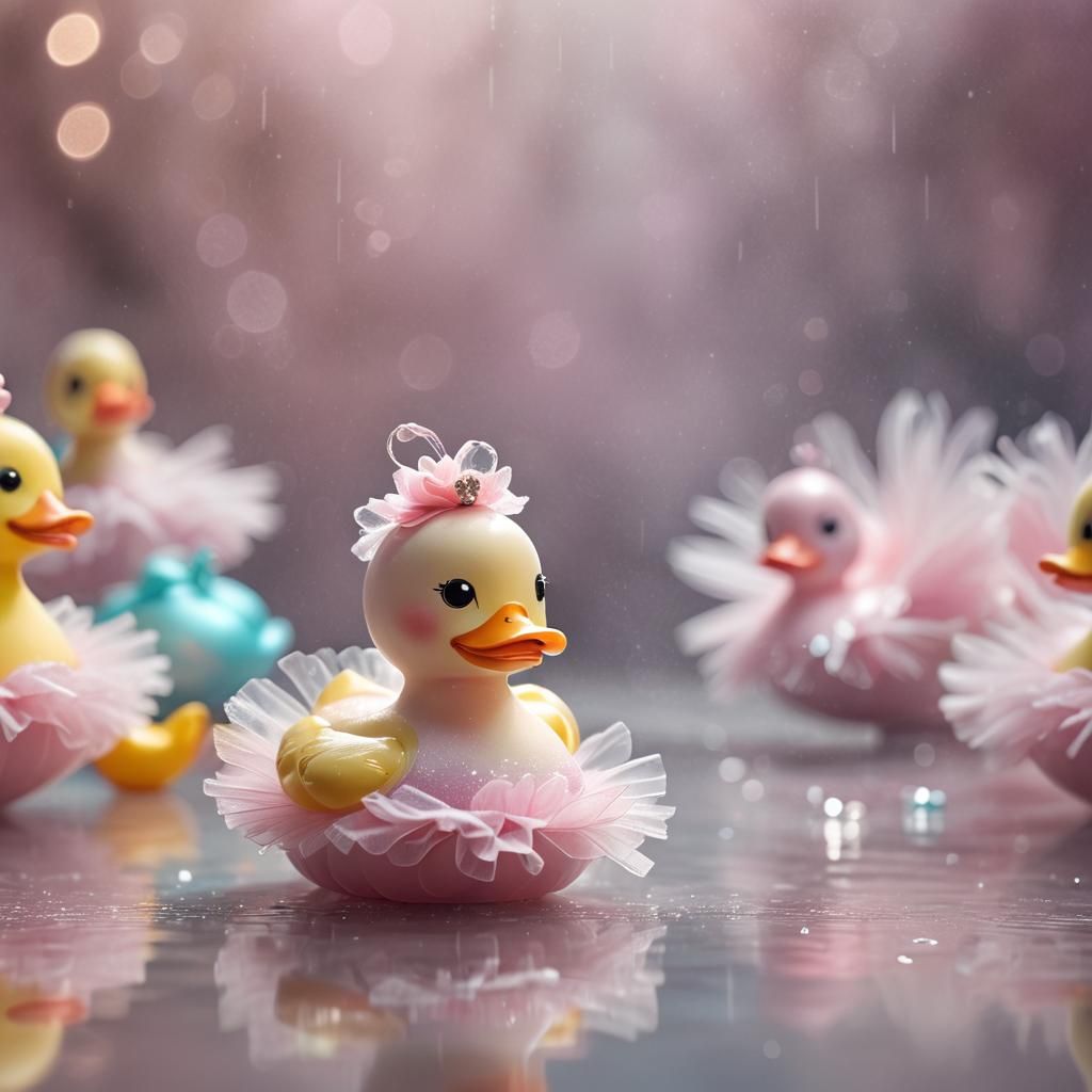 Pink ballerina rubber duck 
Ballet outfit 
Ballet background