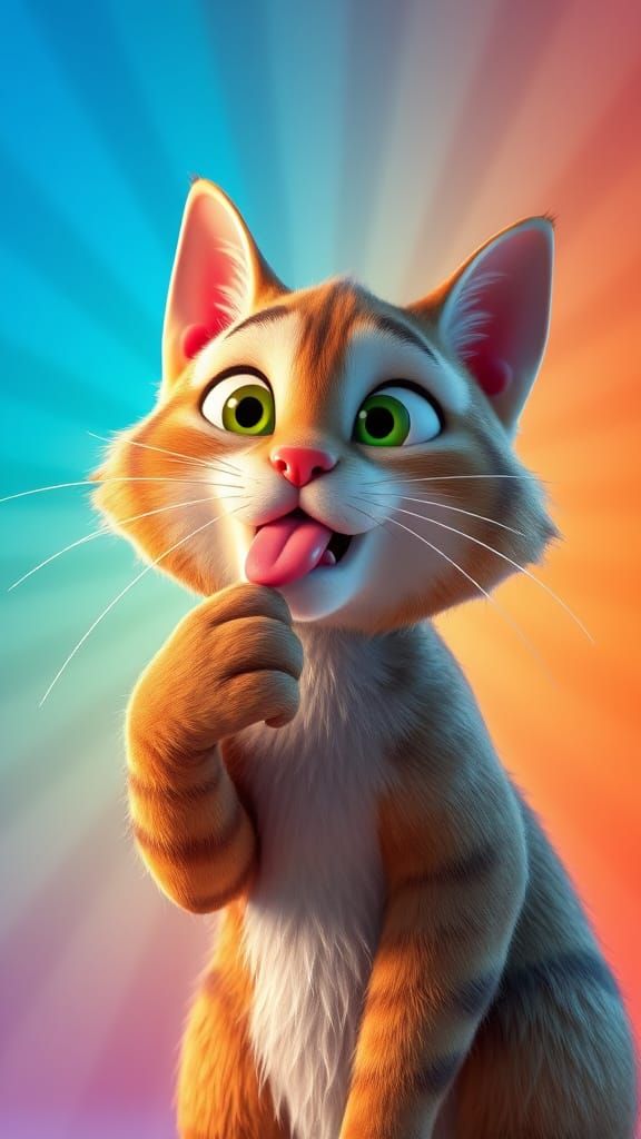 Pixar-Inspired Cat Captivates with Direct Gaze
