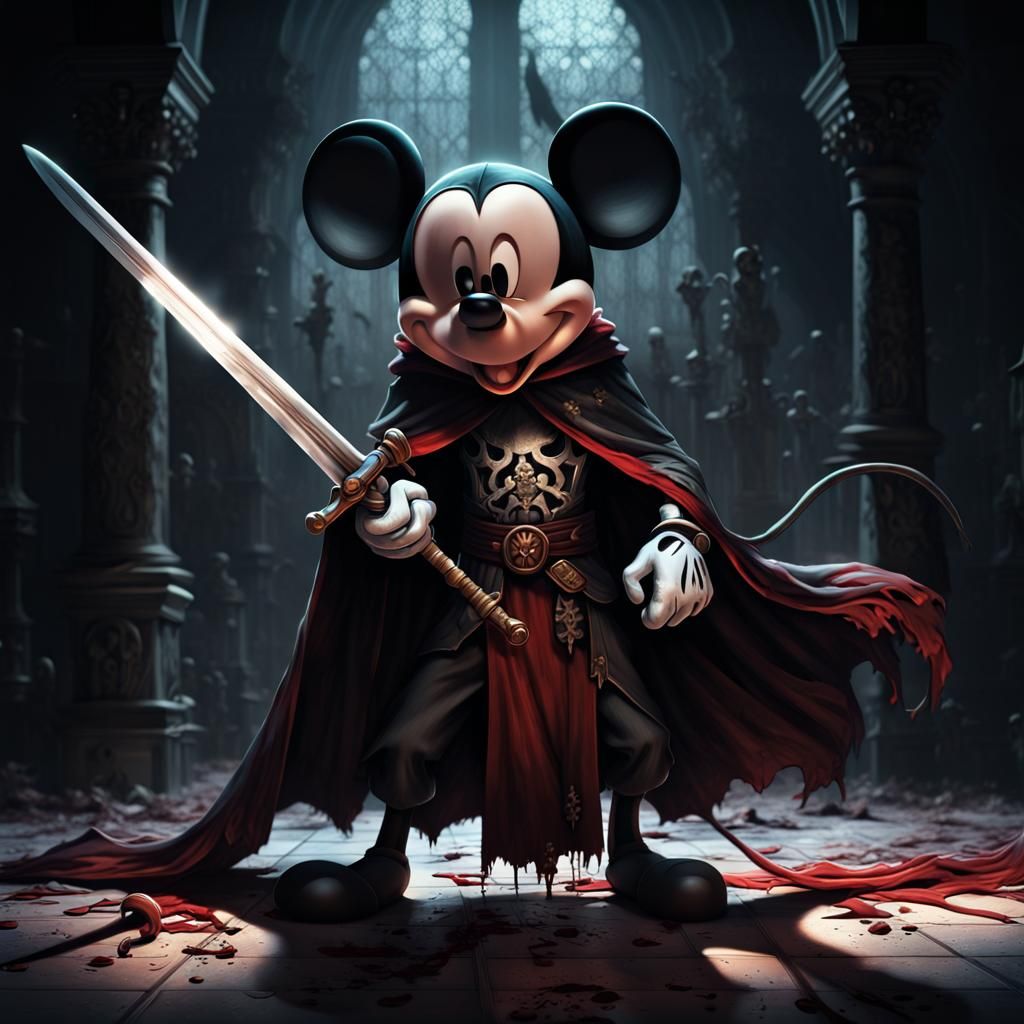 Mickey Mouse in Ominous Macabre Digital Painting