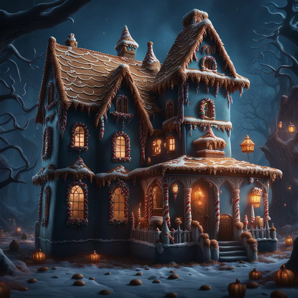 Haunted Gingerbread House: Detailed Matte Painting