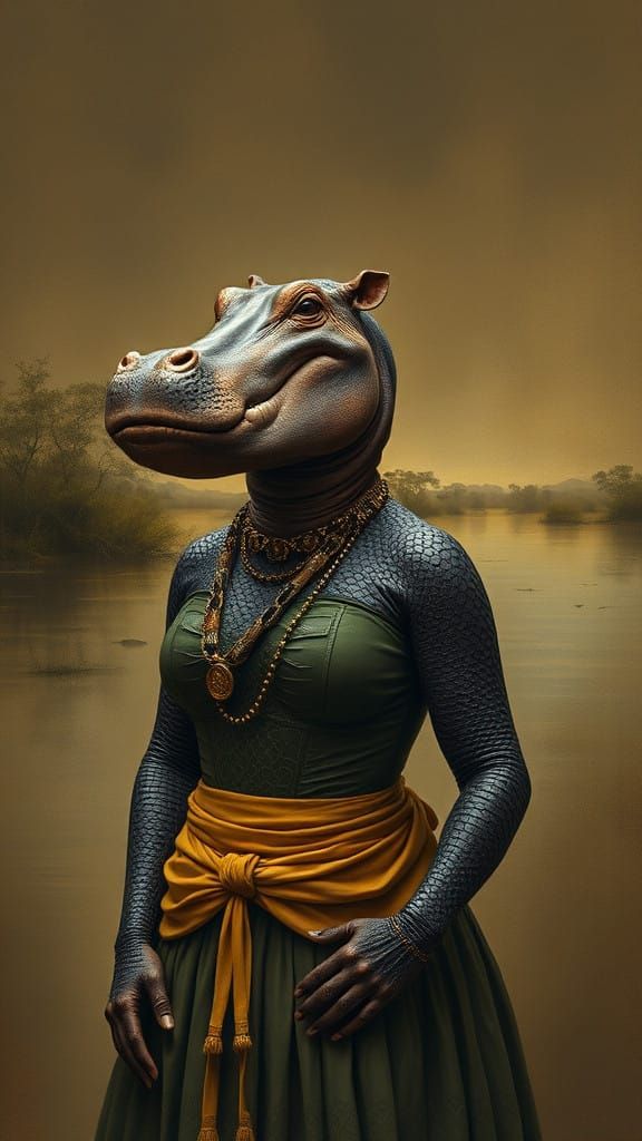 Ancient Egyptian Goddess Hippopotamus in Crocodile Form