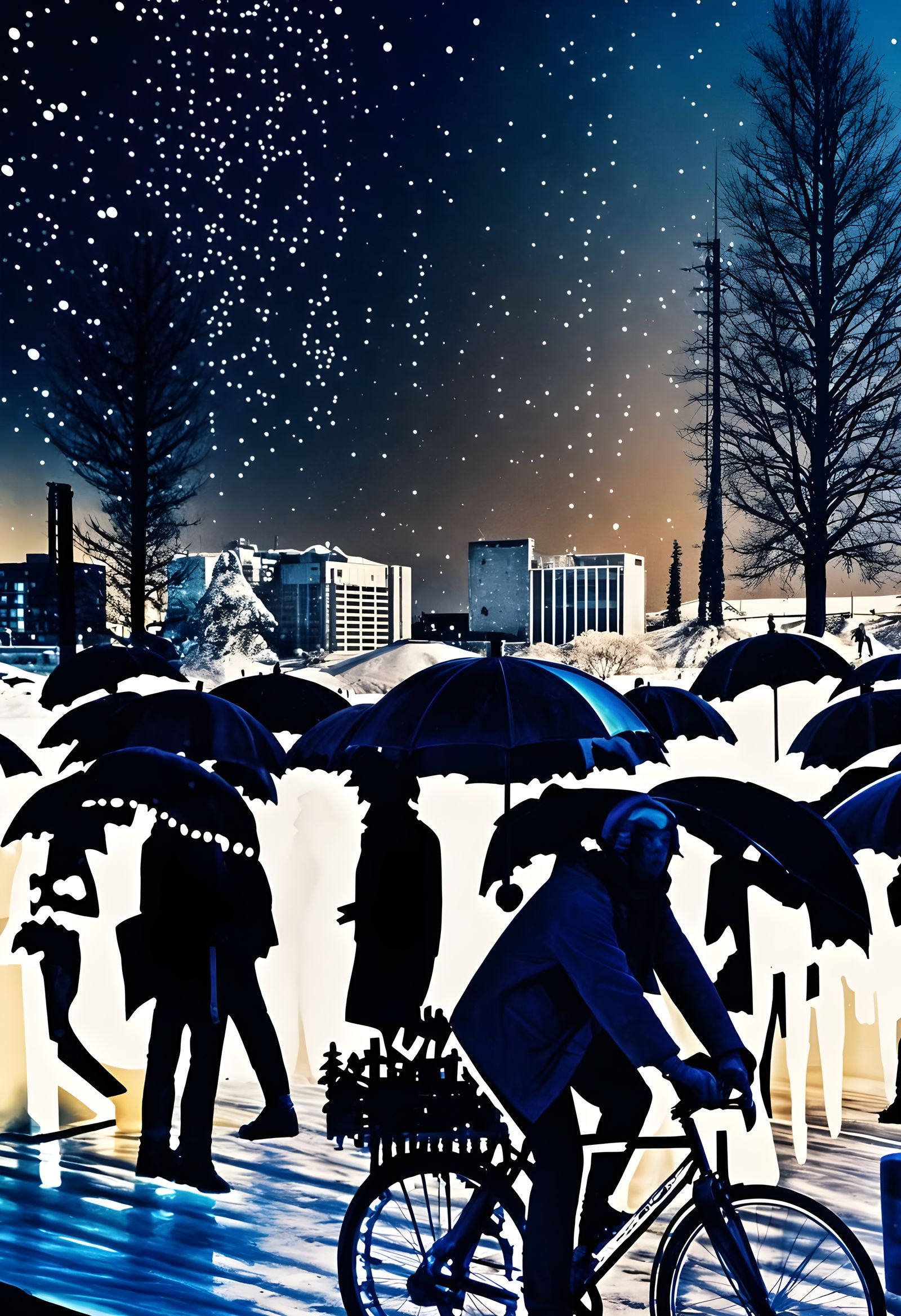 Dystopian Woman Holds Glass Globe with Black Snow