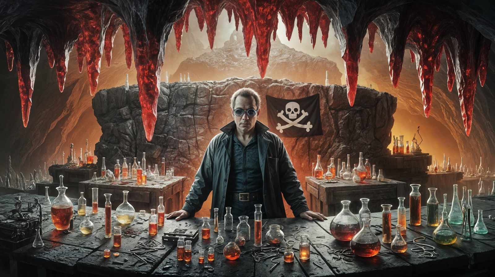 Sinister Cavern Laboratory with Gem Stalactites