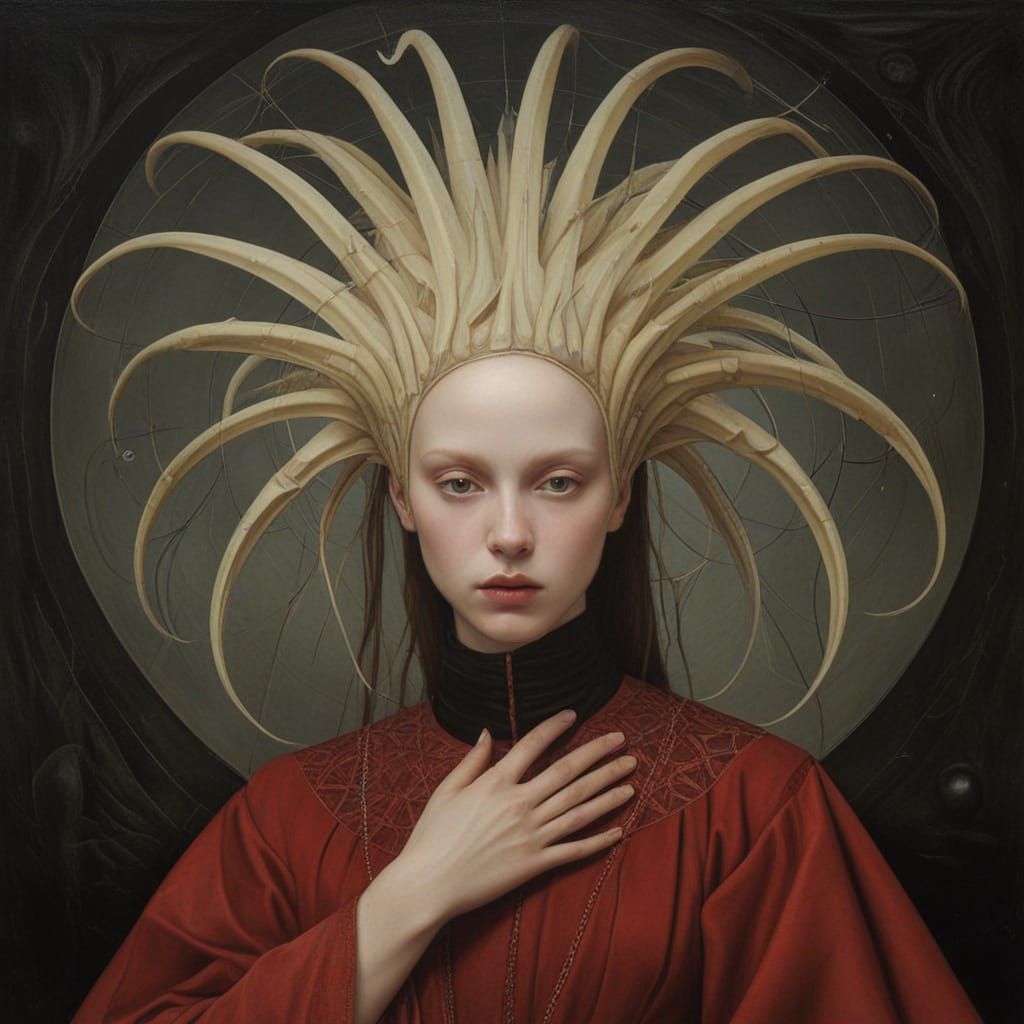 Mysterious Alien Princess in an Art Nouveau Dreamscape