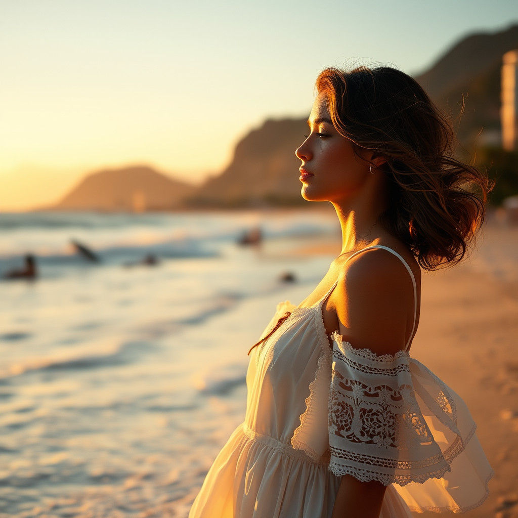 Ipanema Beach Woman in Hyperrealistic Style