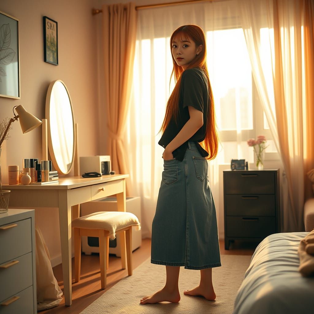 Cozy Japanese Bedroom in Warm Golden Light