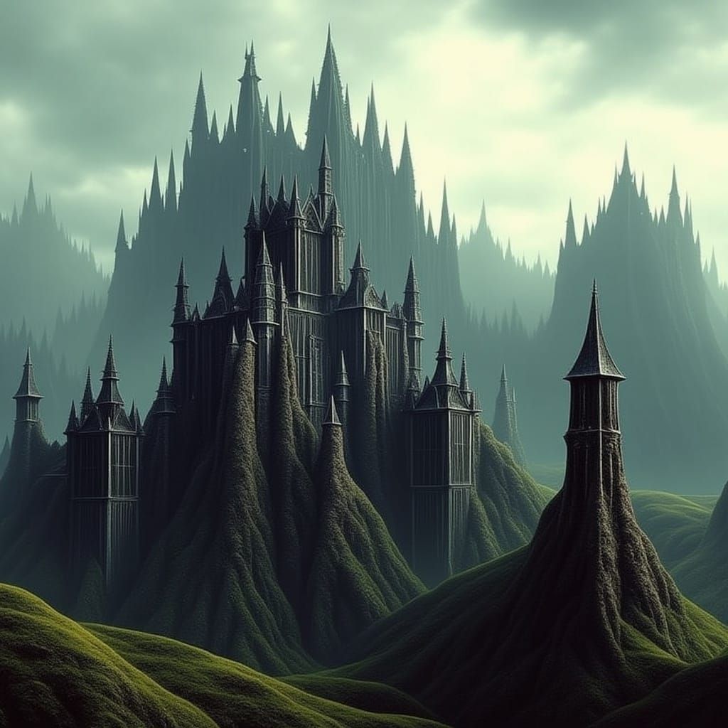Majestic Mountaintop Castle in a Fantasy Landscape