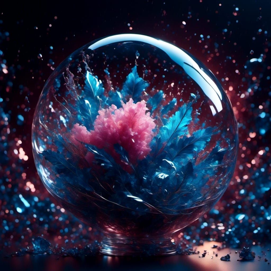 Glass Shards Erupt in a Vibrant, Surreal Cloudscape