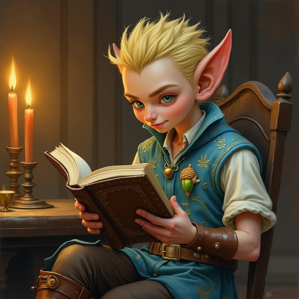 Gnomish Scholar in Tavern Setting
