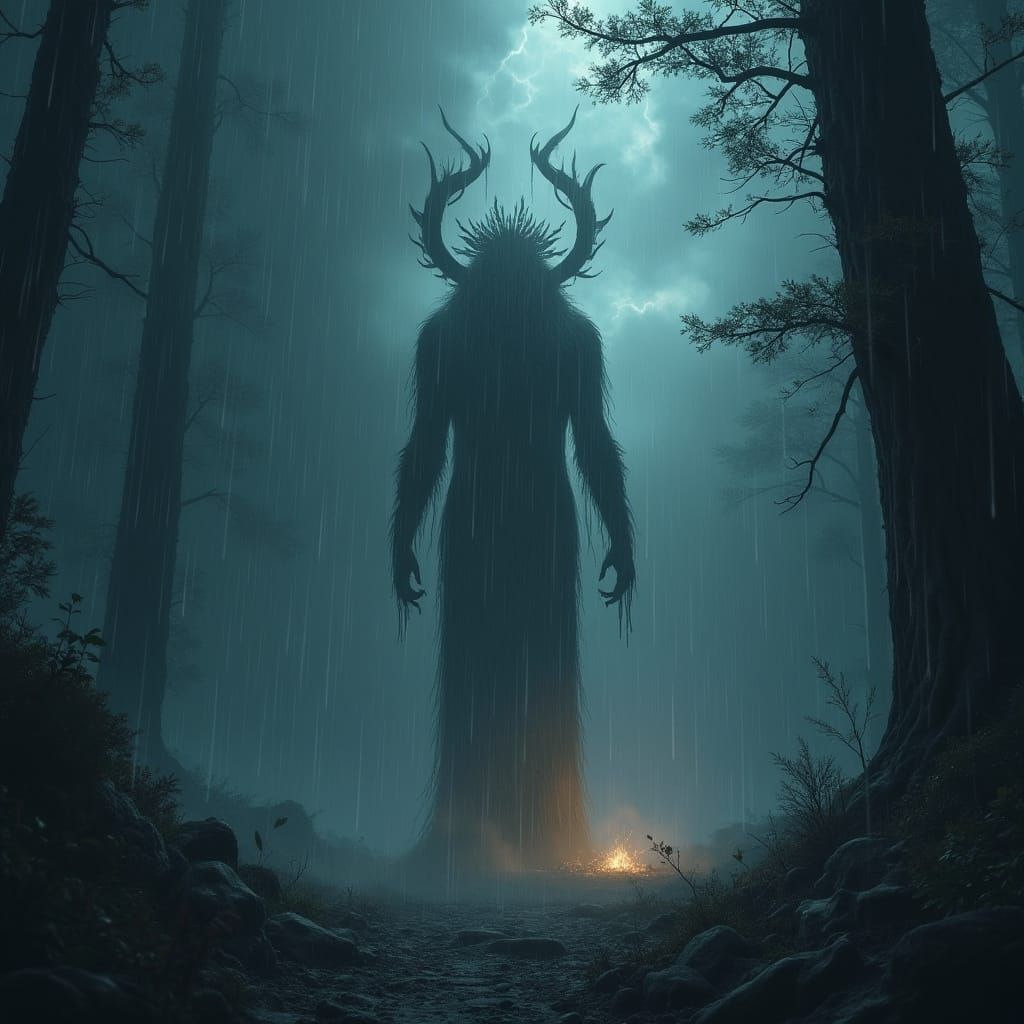 God of the Mystical Forest in Torrential Rain