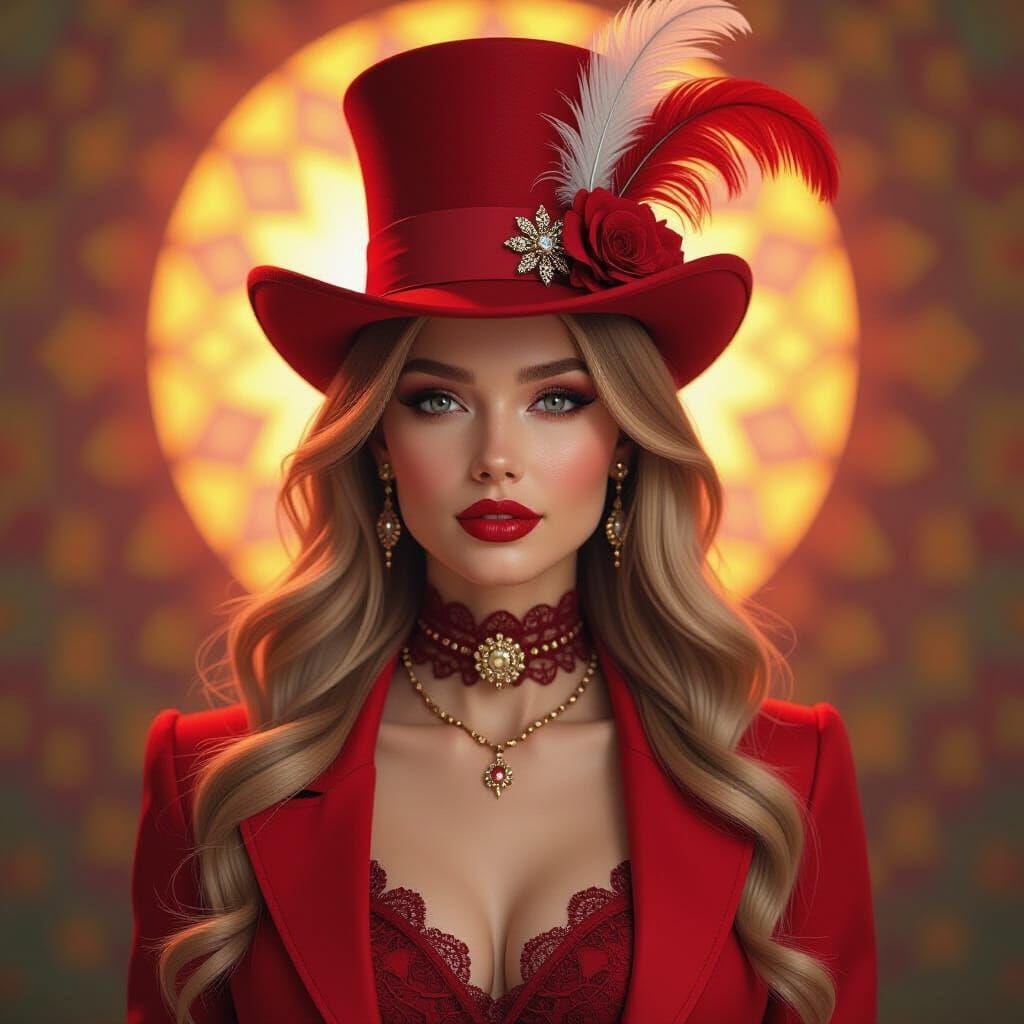 Woman in Ornate Top Hat: Photorealistic Digital Art