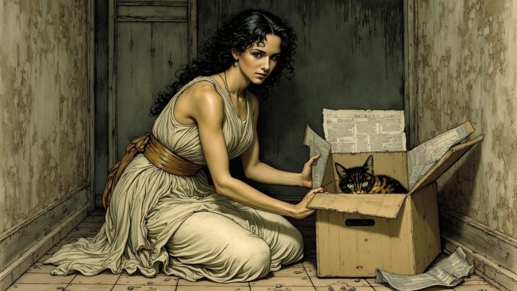 Surprised Greek Woman in Arthur Rackham Style