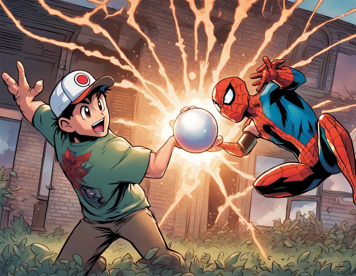 Spider-Man as Pokémon Trainer in Comic Art