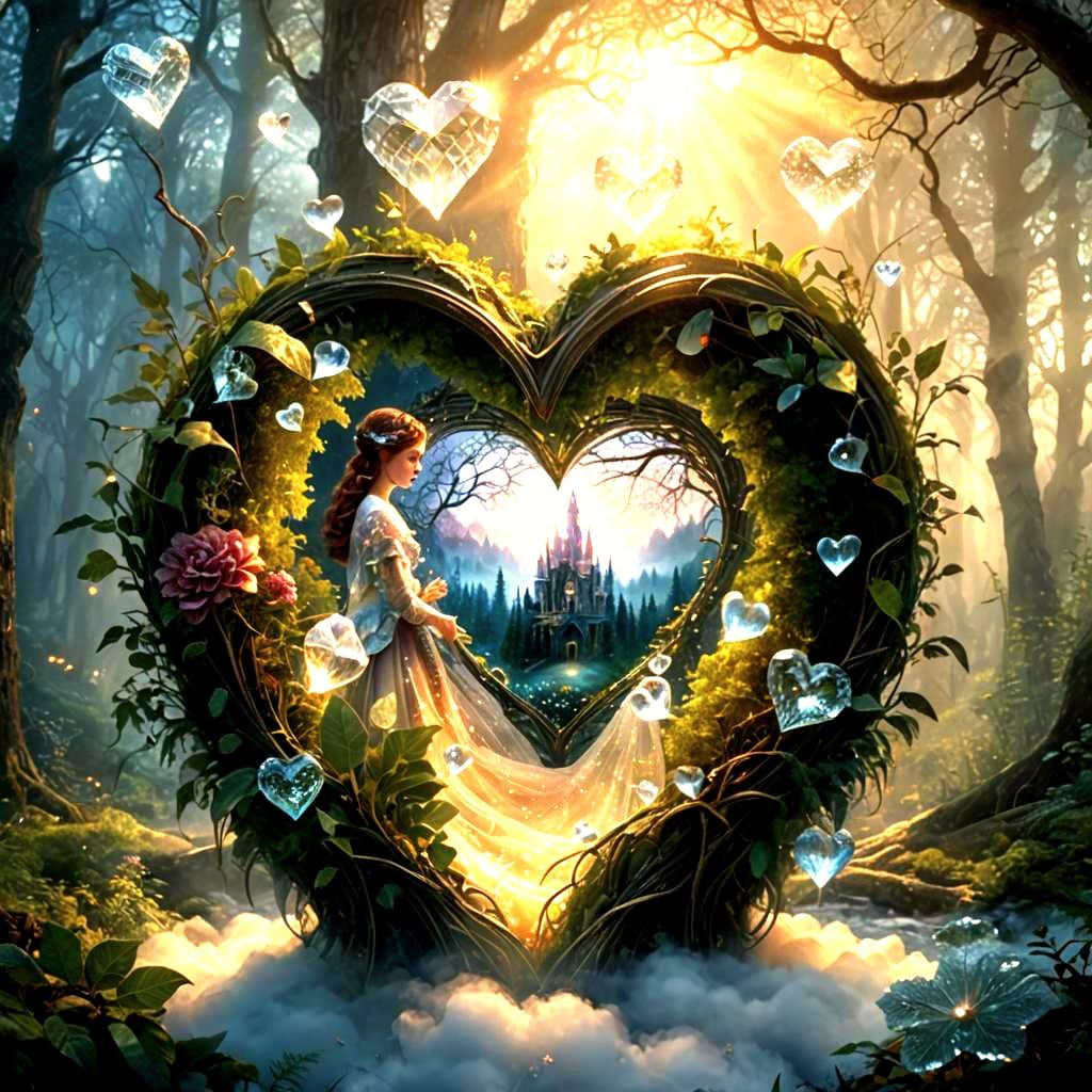 Crystal Heart Digital Matte Painting in Hyperrealistic Style