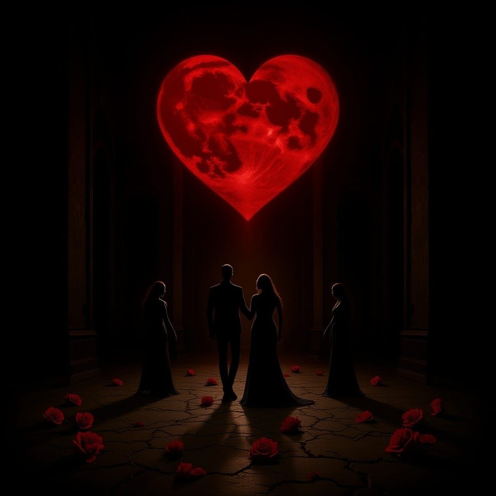 Gothic Romance: Bleeding Moon Over Abandoned Ballroom