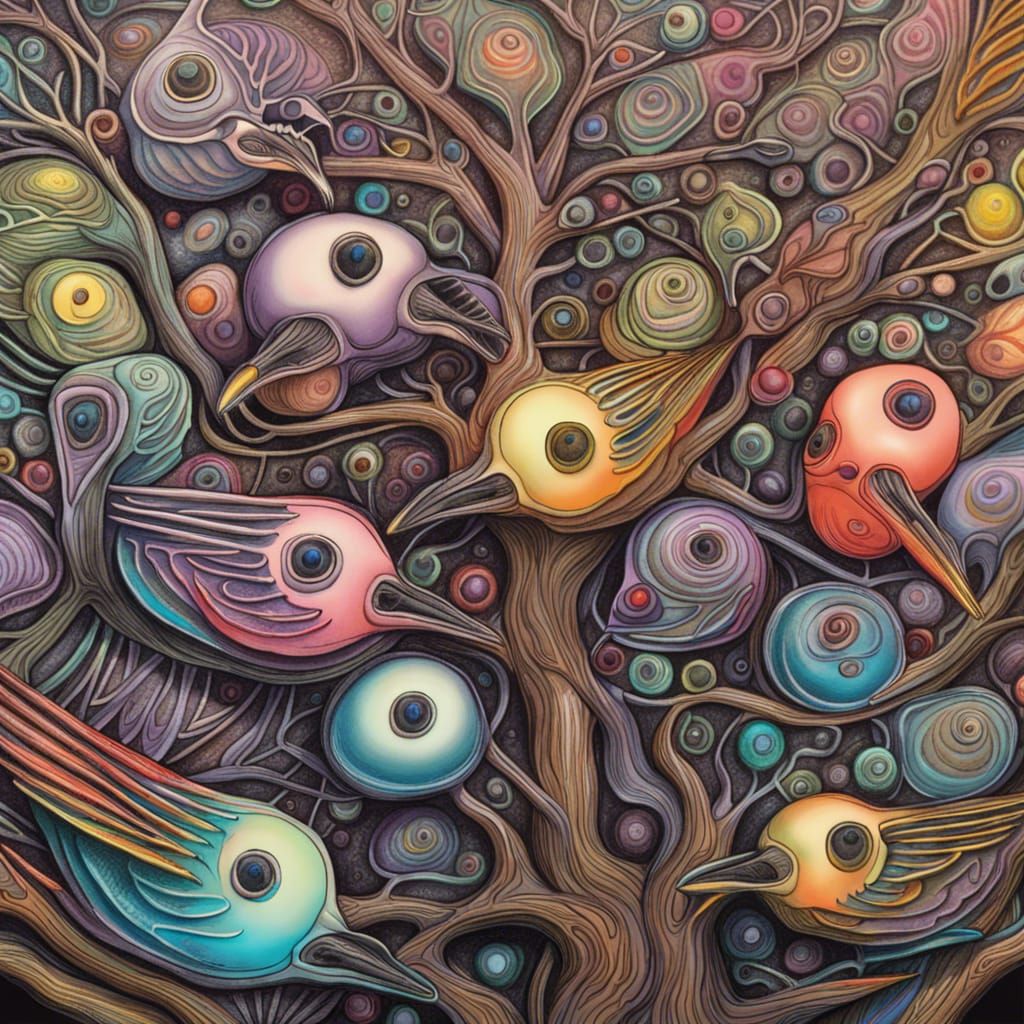 Psychedelic Birds Discussing LLMs on Detailed Tree
