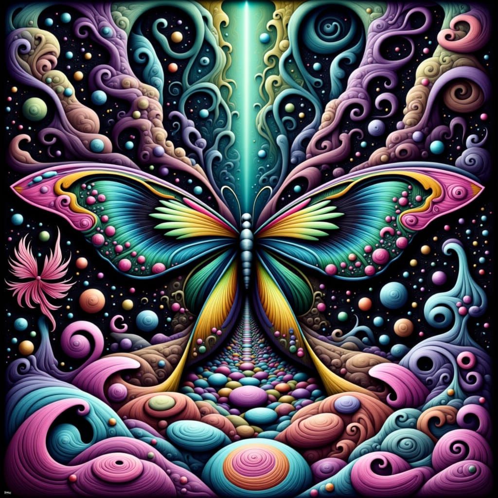 Surreal Butterfly Vortex in Escher Style