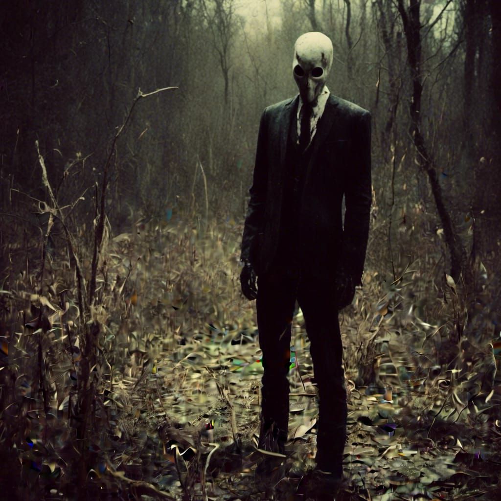 Eerie Slender Man Portrait in Macabre Style