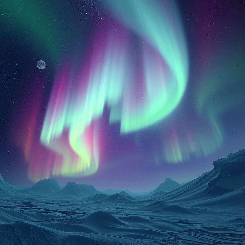 Aurora Borealis from Space: Detailed Matte Painting