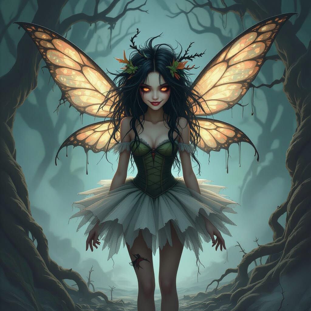 Dark Fairy in Mystical Realm: Digital Art