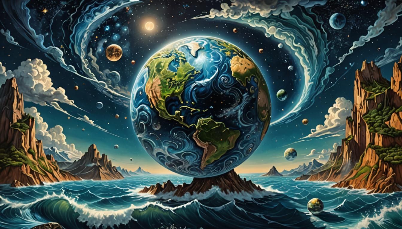 Cubic Earth in Space: A Surrealist Vision