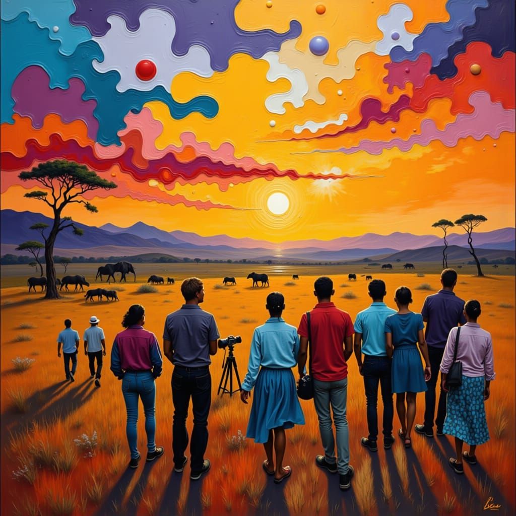 Modern Art Savannah Safari Sunset