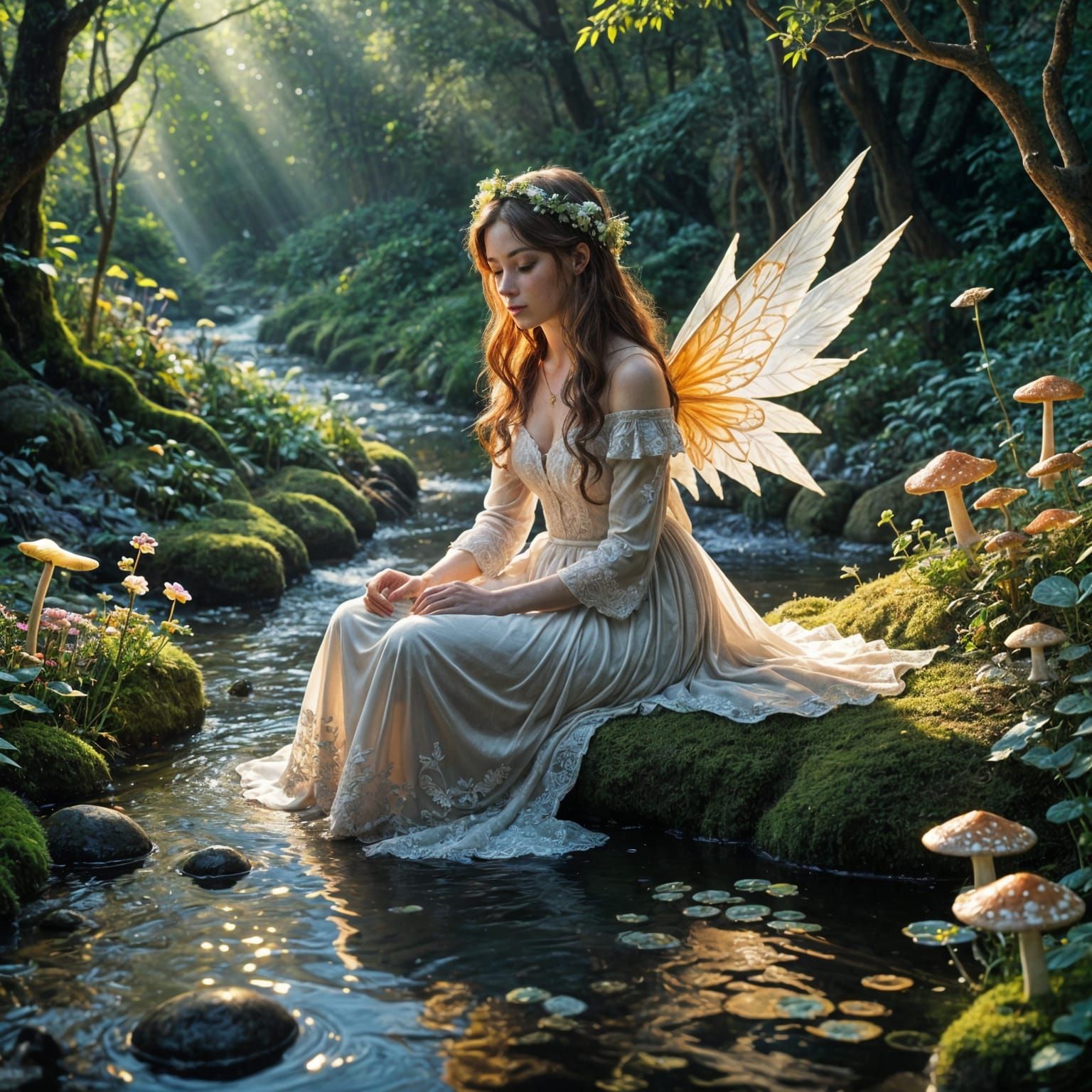 Enchanted Evening Garden Wonderland in Whimsical Style