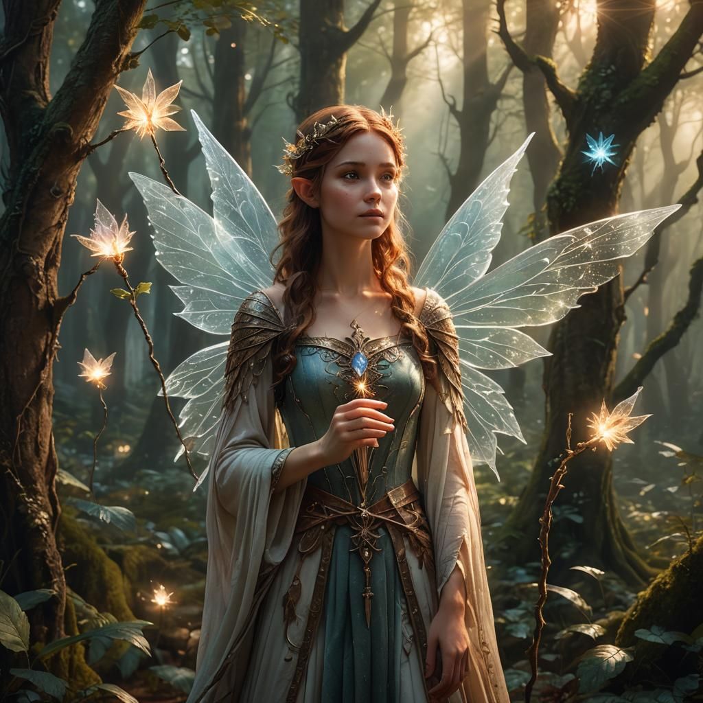 Radiant Fairy in Mystical Forest: Fantasy Concept Art