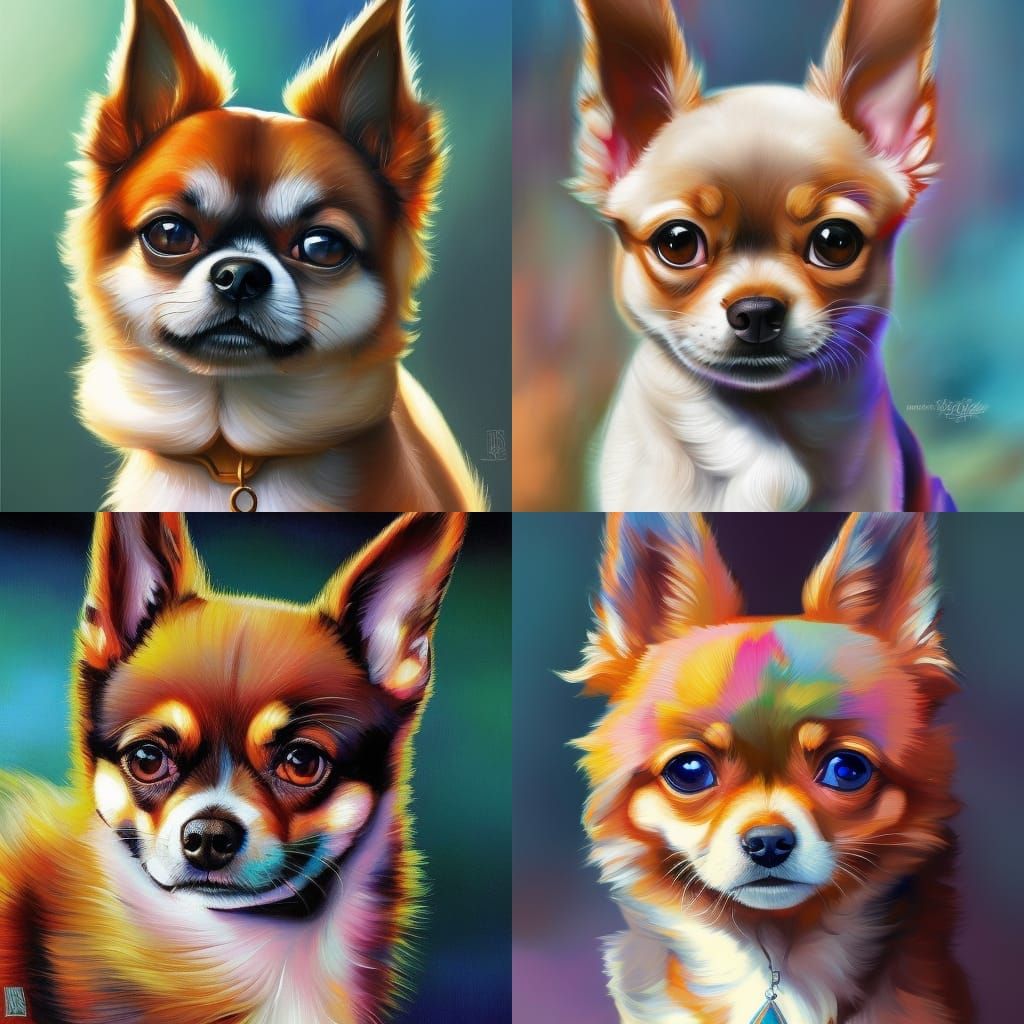 Adorable Chihuahua Portrait in Cel-Shaded Style