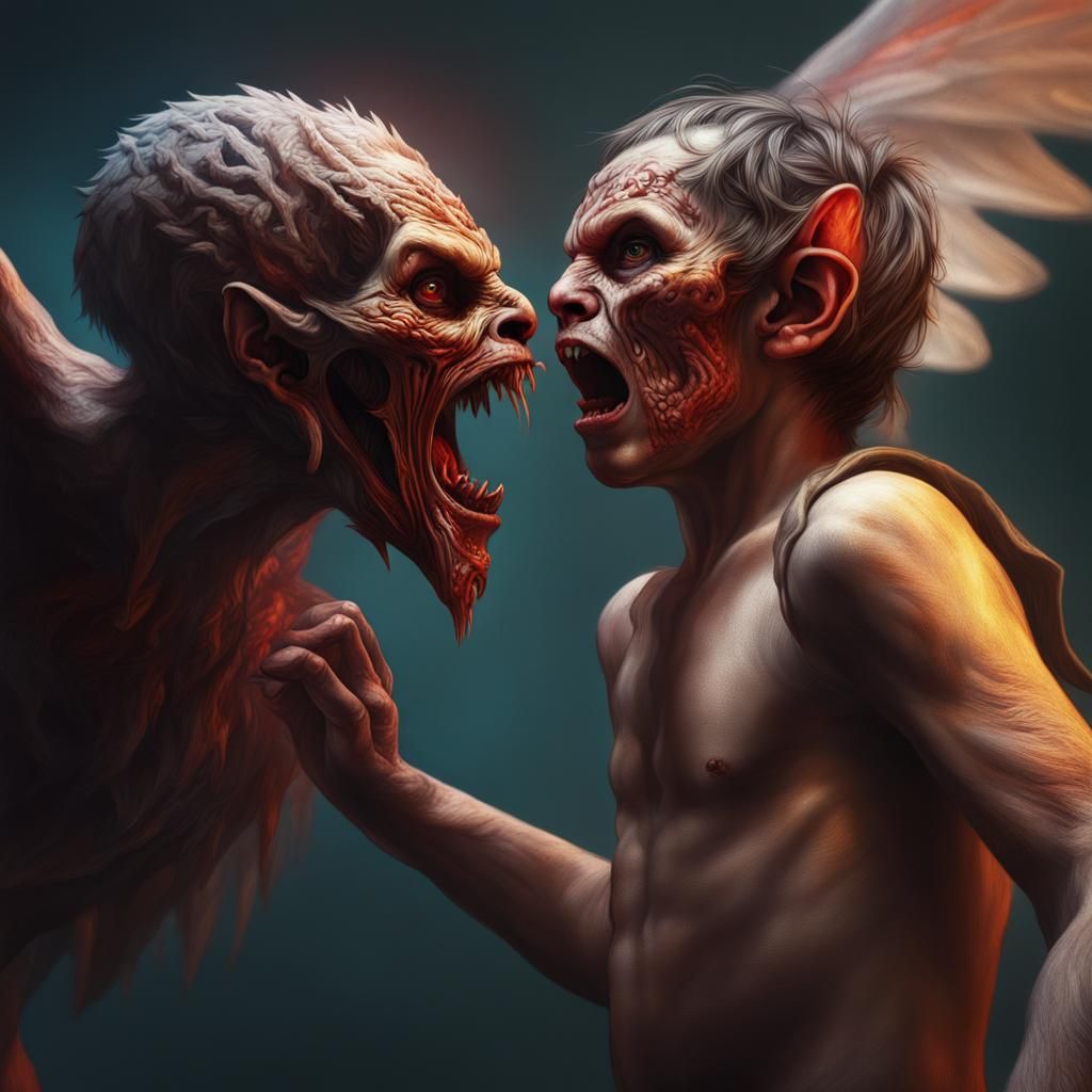 Pazuzu Possesses Youngling: Hyperrealistic Concept Art