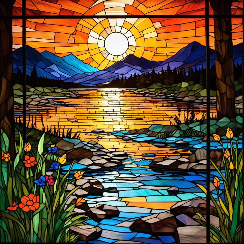 Stunning Stained Glass Mosaic Art in Vibrant Colors