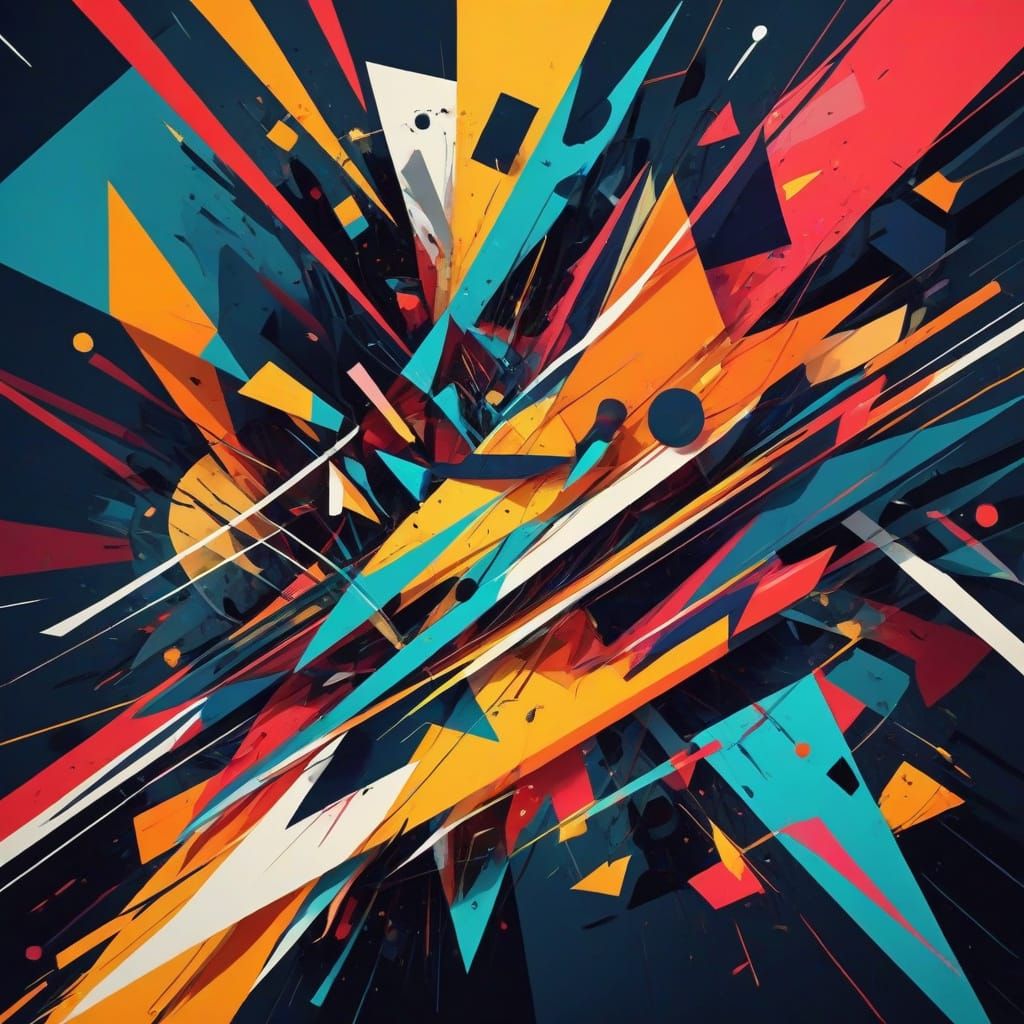 Vibrant Geometric Abstraction with Sharp Edges and Kaleidosc...
