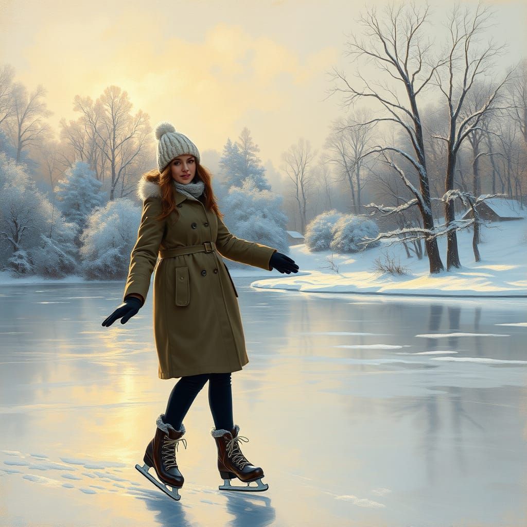 Frozen Petrograd Winter Scene in Golden Light