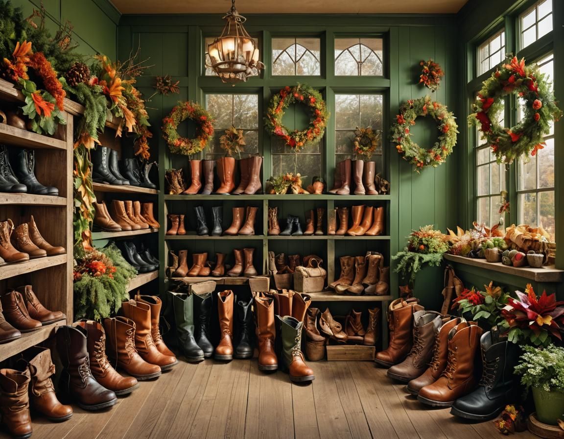 Cozy Cobbler Shop Interior with Fantasy Footwear