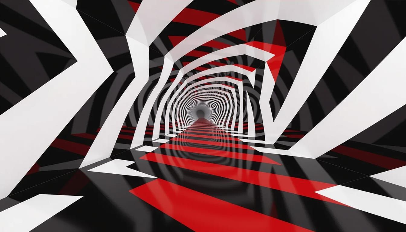 Surreal Striped Tunnel in Optical Art Style