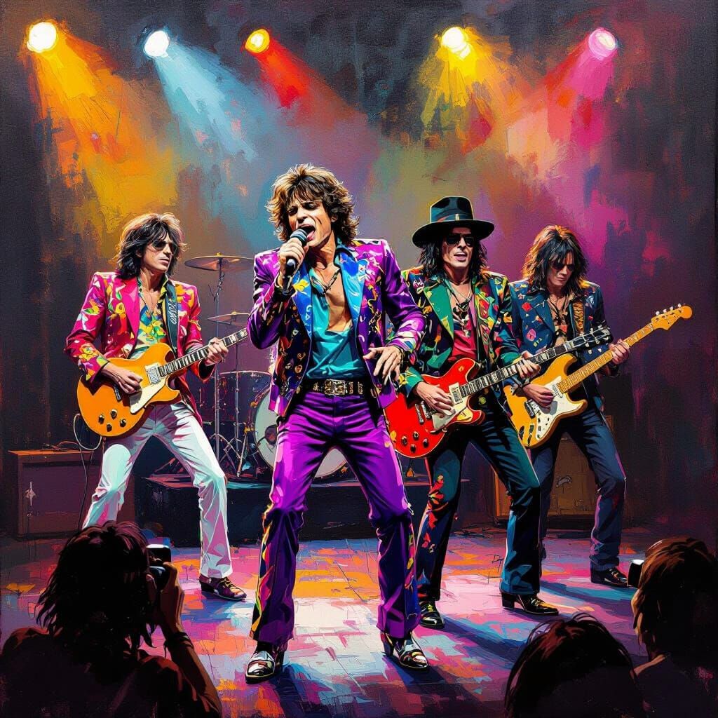 Rock Legends United on Stage: An Action Painting