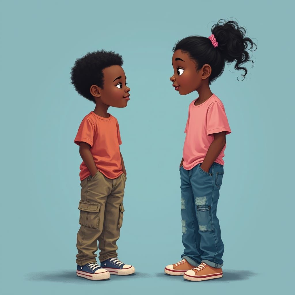 Realistic Scene of Boy Teasing Girl with Natural Lighting