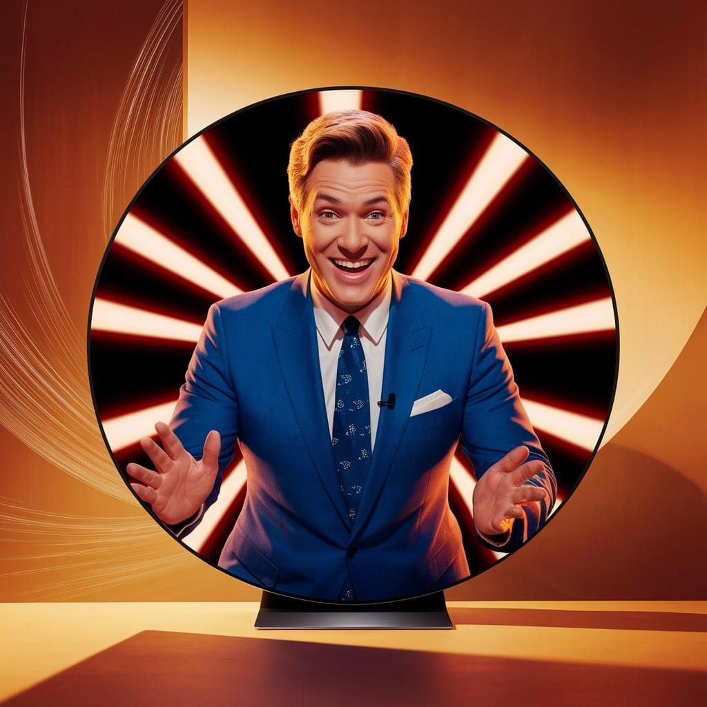 Game Show Host on a Round OLED TV