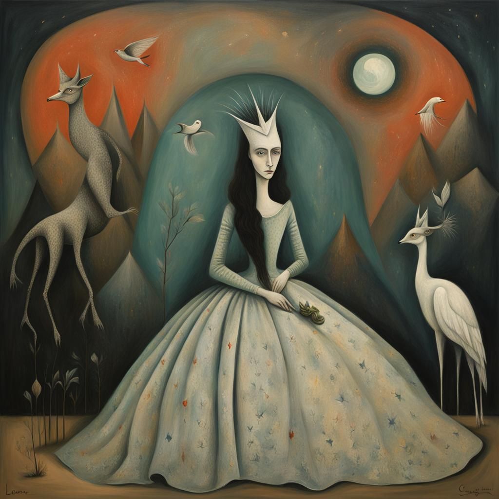 Surreal Woman in Forest, in the Style of Surrealism