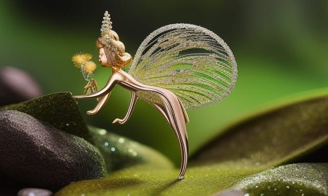 Rhinestone Fairy with Magic Wand in Fairytale Forest