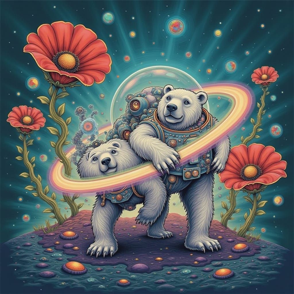 Polar Bear Astronaut in Psychedelic Style