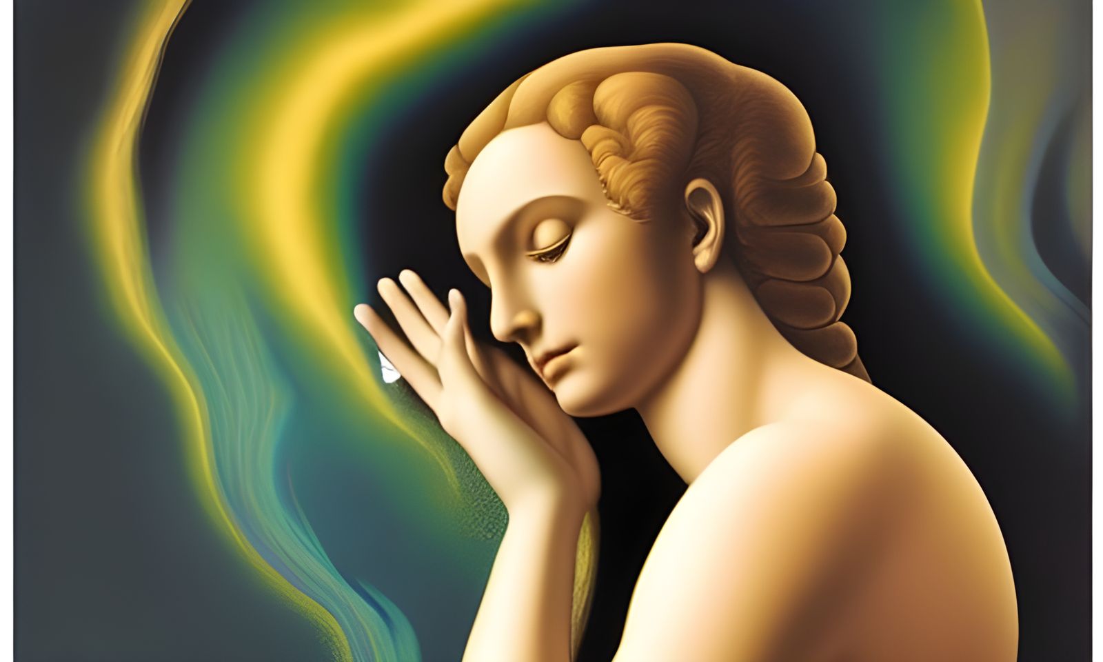 Iridescent Venus Emerges from Tsunami, Hyperreal