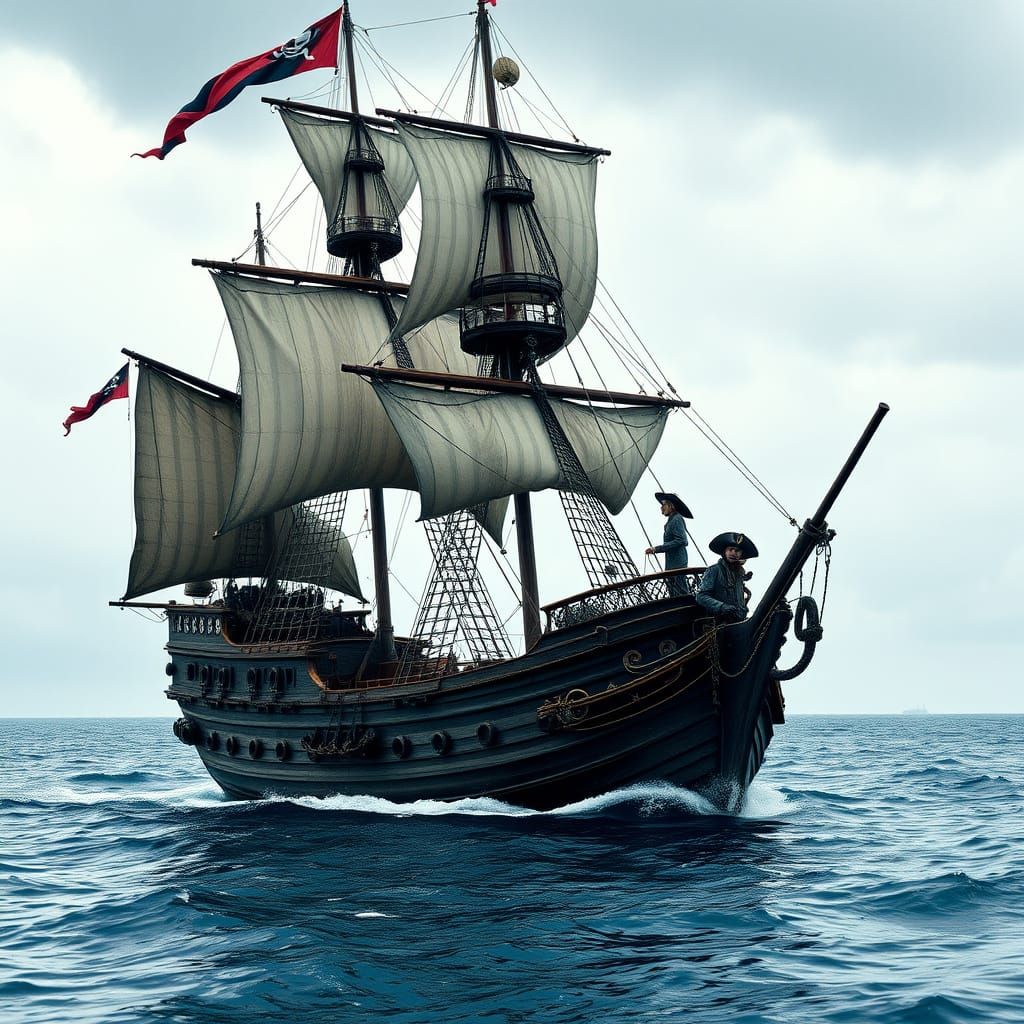 The Black Pearl Ship in a Swashbuckling Aesthetic