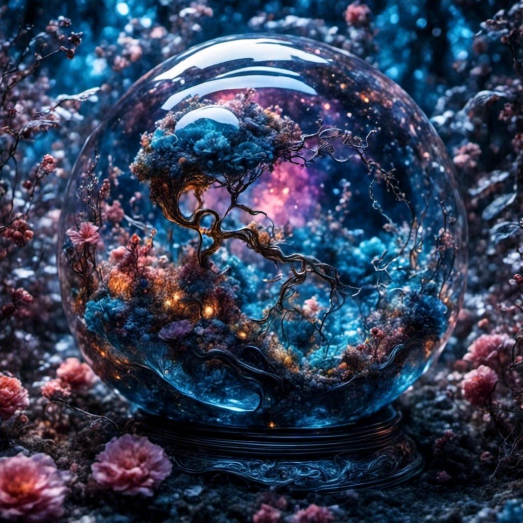 Psychedelic Earth Globe in a Dark Vortex