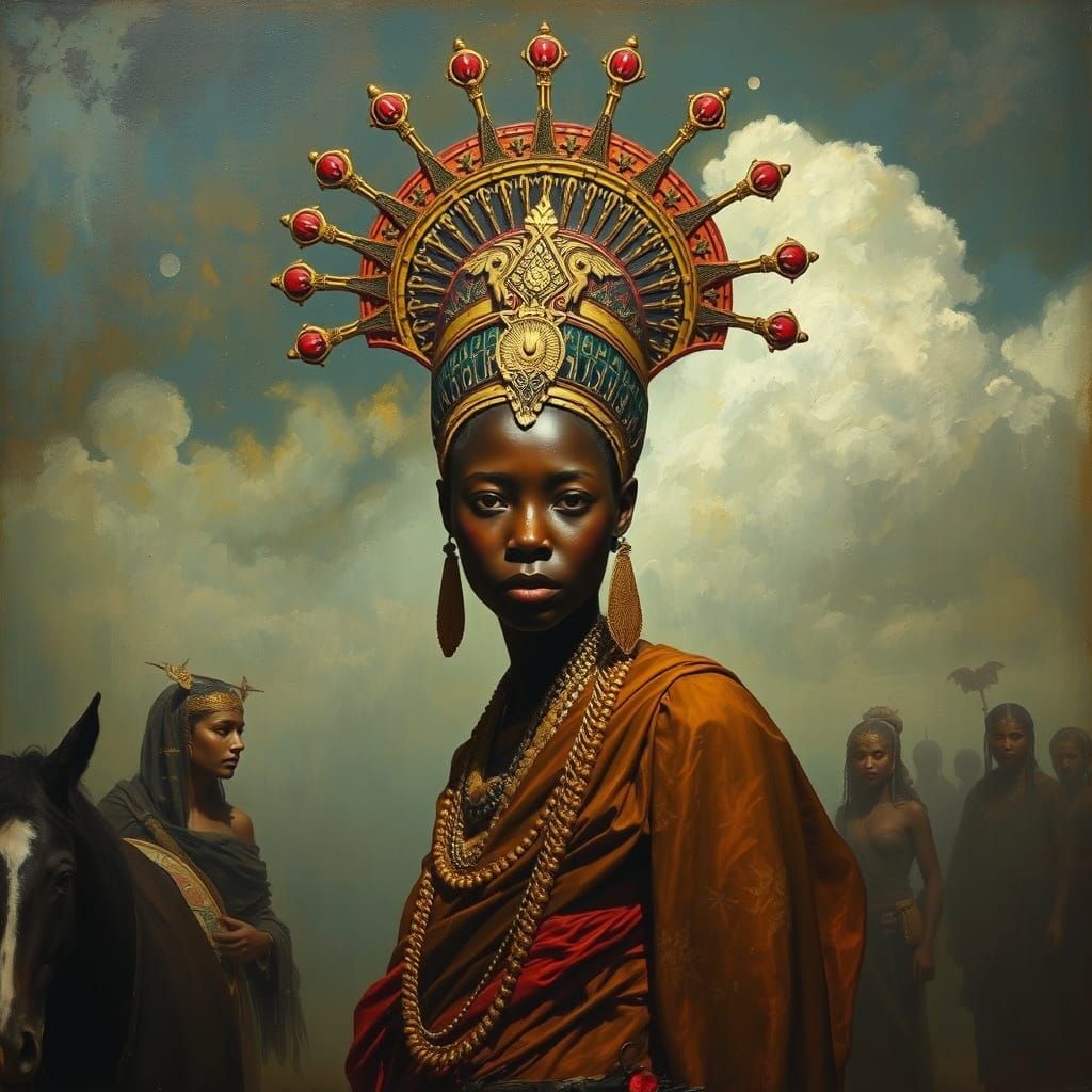 Nilotic Princess Marches to War in Dreamlike Surrealism