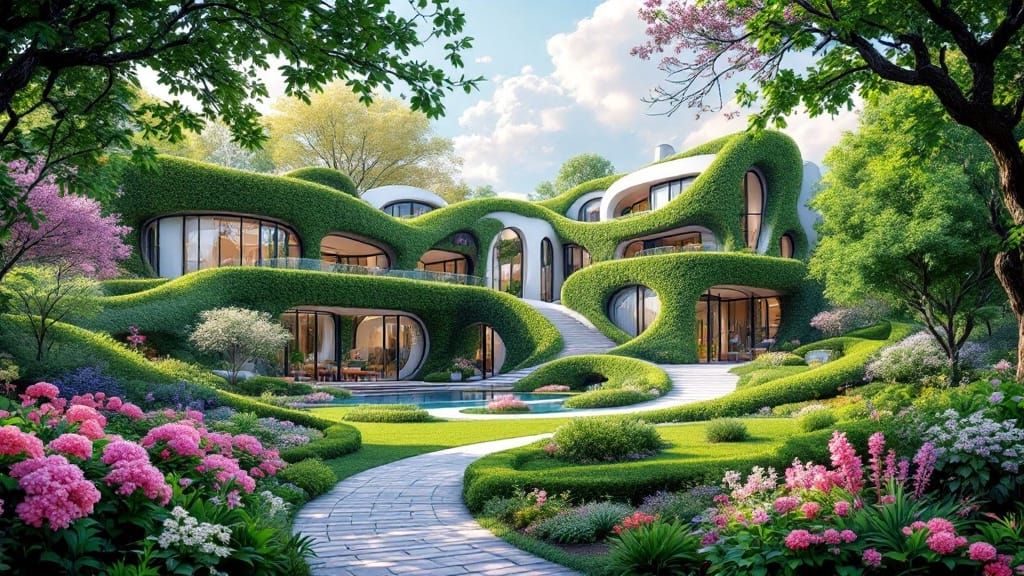 Eco-Modern Spring Mansion in Vibrant Bloom