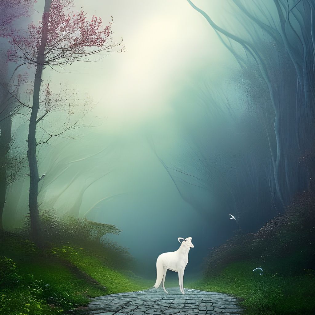 Greyhound in Mist: Storybook Illustration