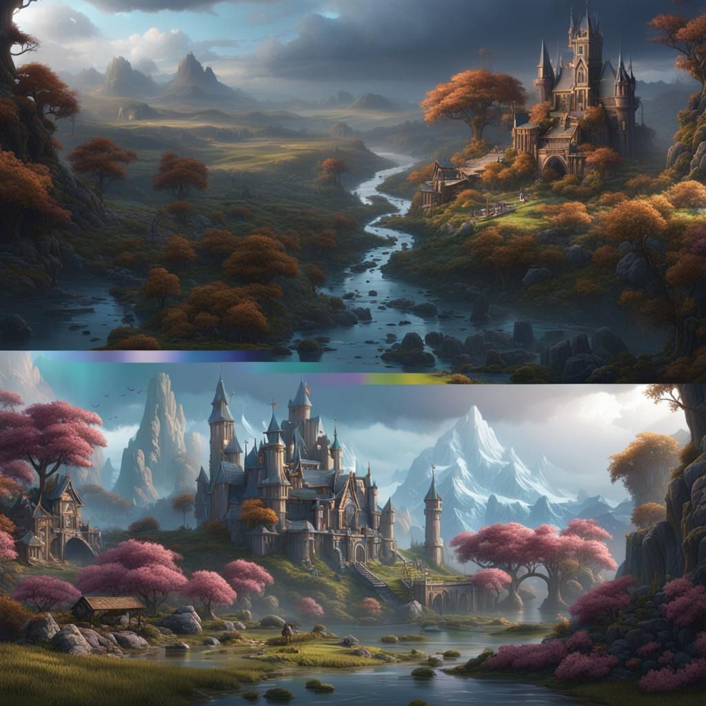 Fantastical Landscape After Rain, Detailed Matte Painting