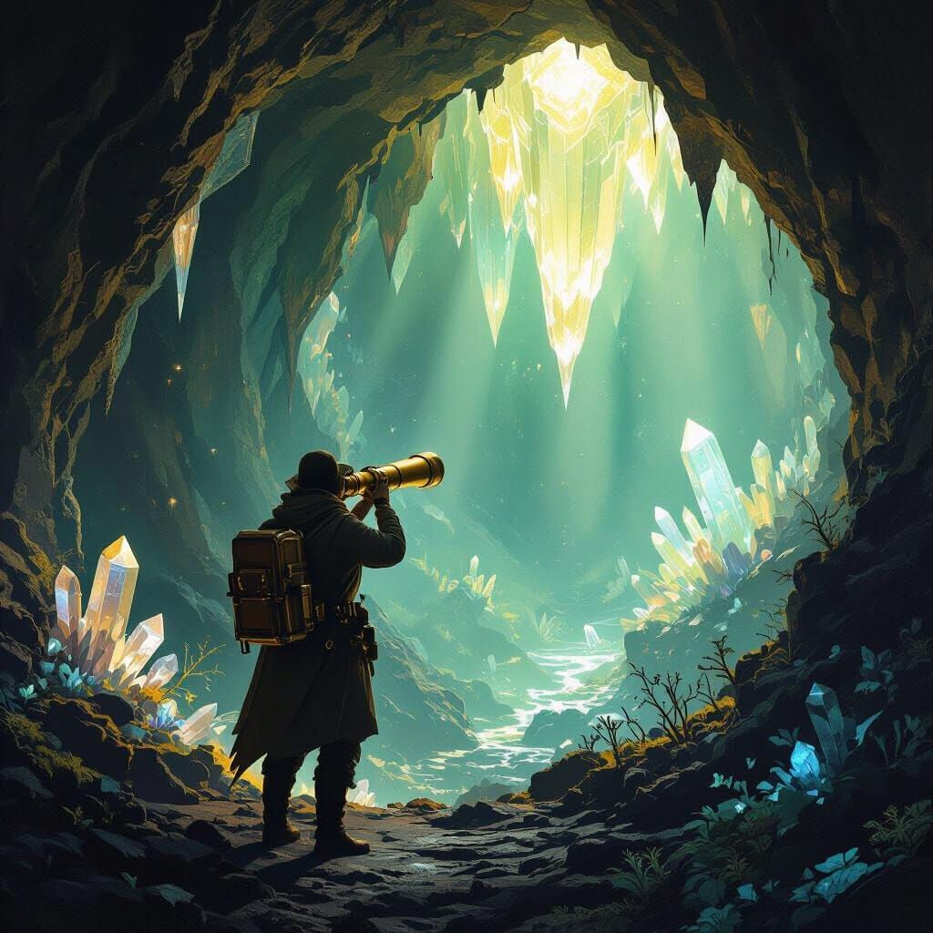 Explorer Discovers Bioluminescent Crystal Cavern
